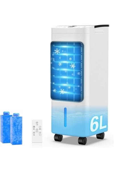 冷風扇 冷風機 【2025年新登場&6L大容量&3段階風量切替】冷風扇風機 強力冷風 首振り 左右自動75°・上下手動110°風向調節可