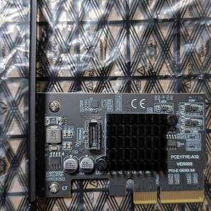 Type-E USB3.2 Gen2 x2 20Gbps PCI-E x4 拡張ボード + Type C 外部出力 ブラケット