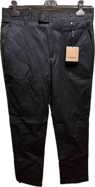 正規 定価 ¥70,400 未使用 22SS BURBERRY バーバリー Riccardo Tisci TB ロゴ 刺繍 コットン チノパンツ 黒 48 THTHAGAR503NON 8055175
