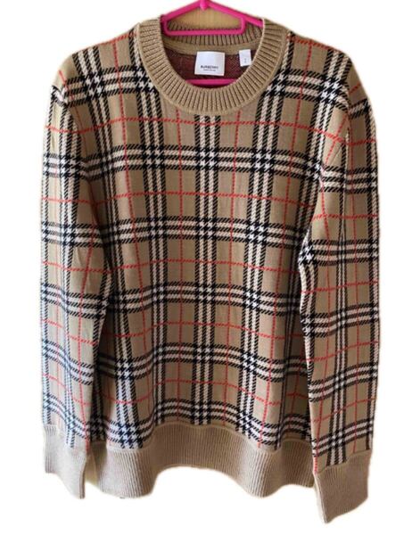 正規 22SS BURBERRY LONDON ENGLAND by Riccardo Tisci バーバリー ロンドン ノバチェック ニット 茶系 S CNDONYUA6DON 8021347