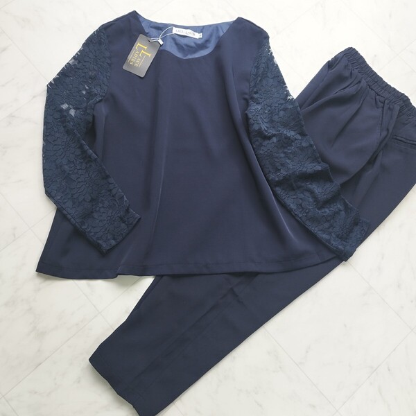 新品 LACE LADIS レースレディース レディースパンツスーツ セットアップ フォーマルスーツ ネイビー 濃紺 セレモニー 結婚式