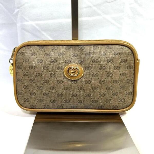 GUCCI オールドグッチ マイクロGG ポーチ ブラウン 化粧ポーチ 小物入れ Gucci Micro GG Pouch