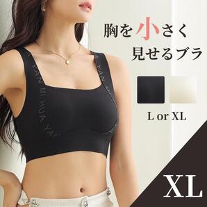 ノンワイヤー ナイトブラ XL パッド付 揺れ防止 スポーツブラ ブラック