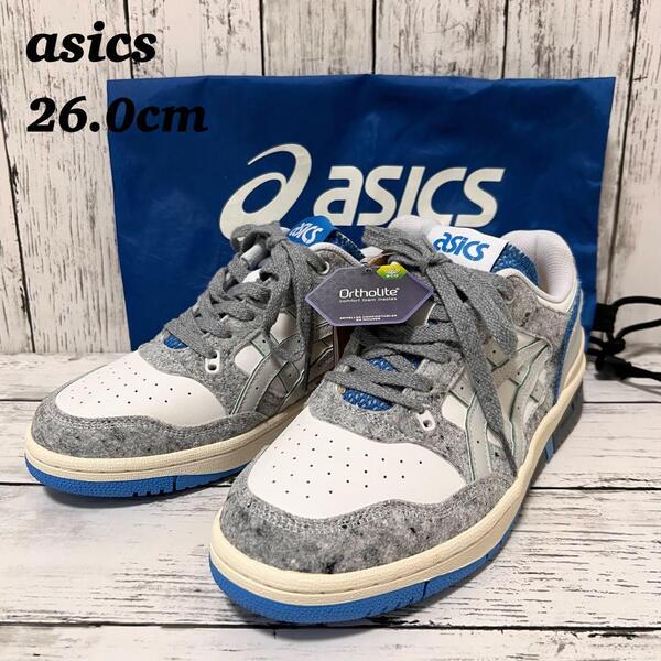 《未使用》asics アシックス EX89 ローカット スニーカー 希少 スポーツスタイル 運動靴 ランニングシューズ ブルー グレー ホワイト 刺繍