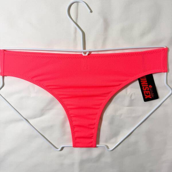 La-pomme ラポーム Unisex ハギ無し ナイロンウーリーストレッチ生地 Tバック ビキニ サイズ:M サーモンピンク 396