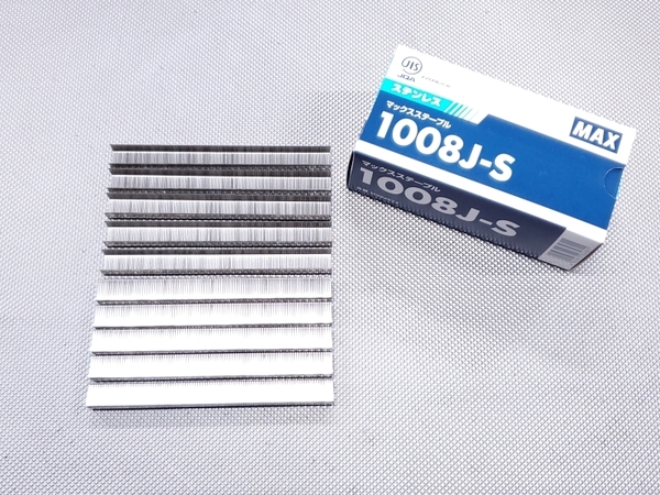 ●送料無料●MAX ステンレス ステープル 1008J-S 1000本 > 肩幅10mm 足長8mm 水上 バイク オートバイ エア エアー タッカー シート 針 芯