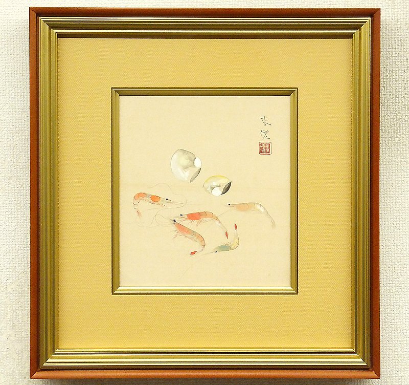 真作】【複製】掛軸 土田麦僊 工芸画 香魚 竹内栖鳳に師事 箱入