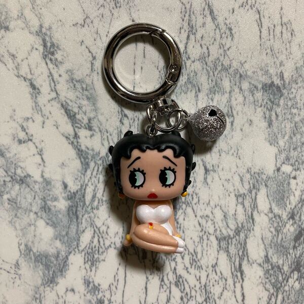ベティちゃん ミニマスコット 鈴付き 丸カラビナ キーホルダー ハンドメイド ホワイト