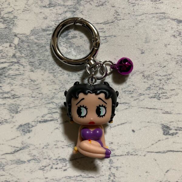 ベティちゃん ミニマスコット 鈴付き 丸カラビナ キーホルダー パープル ハンドメイド