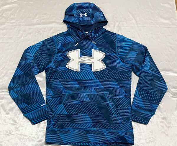 【送料無料 値下げ交渉歓迎】アンダーアーマー 裏起毛ストームパーカー M UNDERARMOUR ブルーブラック 古着ジャージUAスポーツ野球サッカー