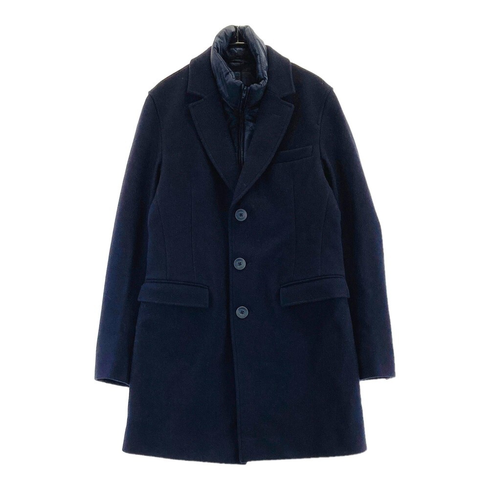 【未使用級】HERNOダウンライナー付チェスターコート　ネイビー50 未使用級】HERNOダウンライナー付チェスターコート ネイビー50