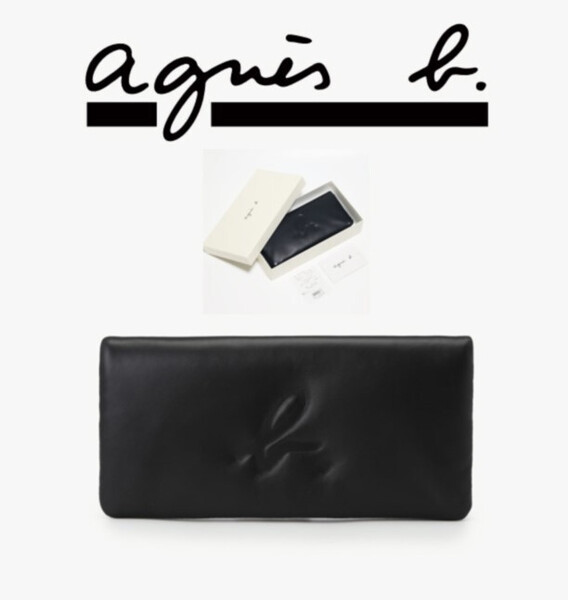 新品箱付き【agnes b. アニエスベー】軽量 羊革 公式現行モデル ロングウォレット 長財布 黒 v6844 プレゼントにも最適