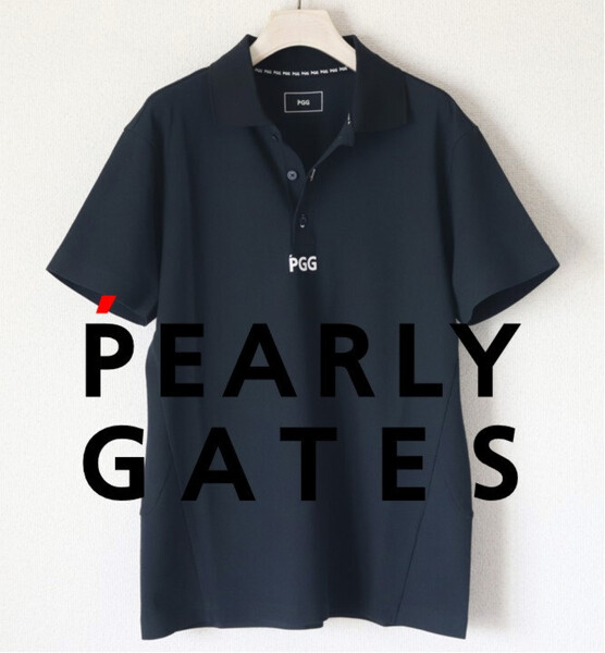 18,700円新品タグ付き【PEARLY GATES パーリーゲイツ PGG】鹿の子編み 半袖ポロシャツ 黒 4(M) v6855