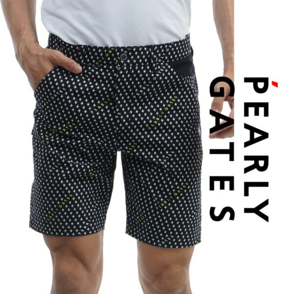 29,700円新品タグ付き【PEARLY GATES パーリーゲイツ】ストレッチダイヤドビー×小紋柄 ショートパンツ 黒 5(w82) v6880