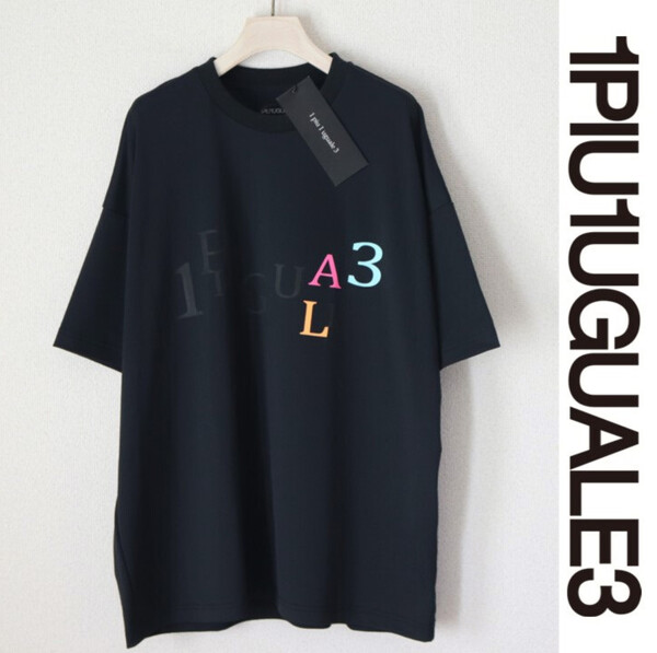 39,600円新品タグ付き【1PIU1UGUALE3 ウノピゥウノウグァーレトレ】ORIZURU刺繍 Tシャツ カットソー 黒 Ⅲ(オーバーサイズ) v6824