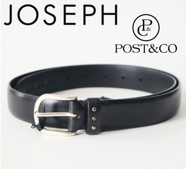 28,600円新品タグ付き【JOSEPH ジョセフ×POST&CO】人気完売品! 高級プレミアム品質レザー スタッズベルト 黒 48(L) v6713