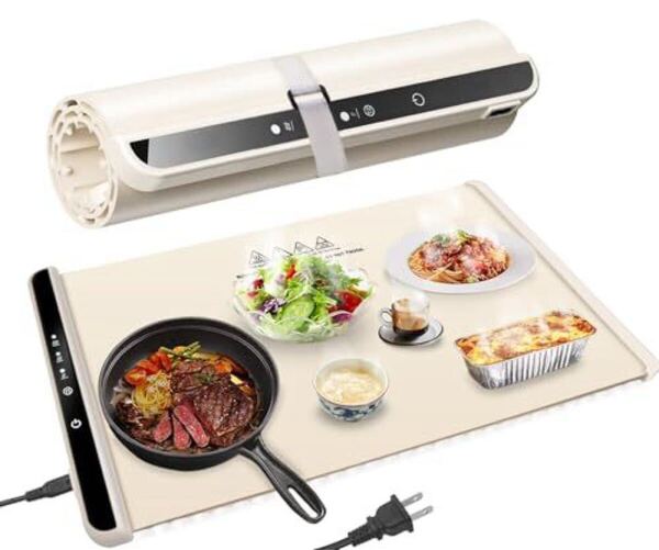 食品保温プレート 電気保温トレイ 折りたたみ式 ホットプレート 3段階温度調節 多機能食品断熱ボード 卓上ヒーター 食品保温器 (