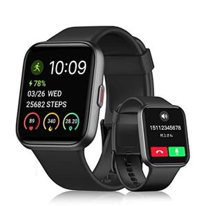 aeac スマートウォッチ iphone対応 アンドロイド対応,通話機能付き Alexa搭載 SMSメッセージ通知 IP68防水