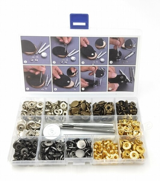 0448 スナップボタン 12.5mm 4色 工具付き 100組 パーツ ハンドメイド DIY レザークラフト リベット 送料無料
