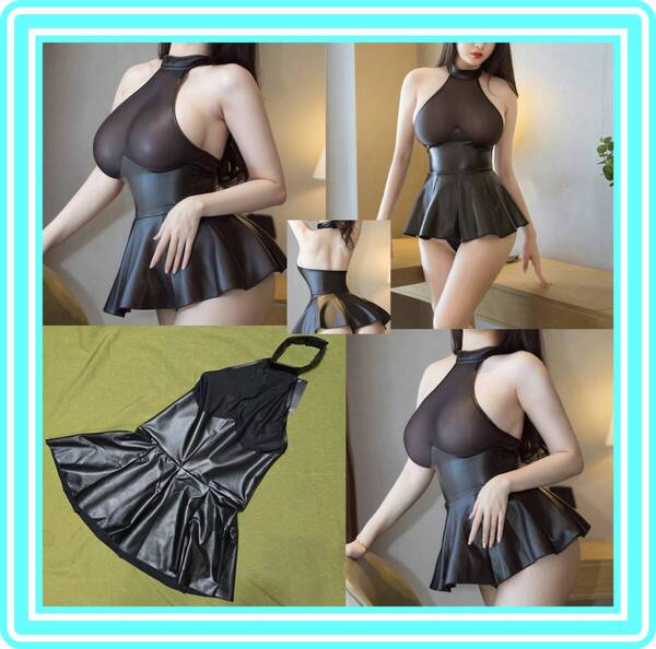 ★超素敵★フェイクレザー★ミニスカデザイン★コスチューム★メッシュ★シースルー★大人可愛いくSexy★O21