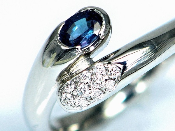 【宝石屋本舗】0.358ct ブラジル産天然アレキサンドライト ダイヤモンド PT900 リング (宝石鑑別書付)