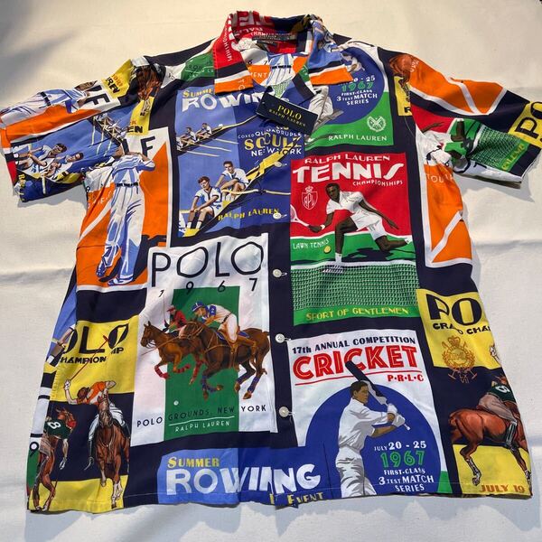 ▲期間限定値下げ▲【即決価格 タグ付 試着のみ】POLO RALPH LAUREN ポロ ラルフローレン 総柄 開襟 オリンピック 1992 Lサイズ シャツ