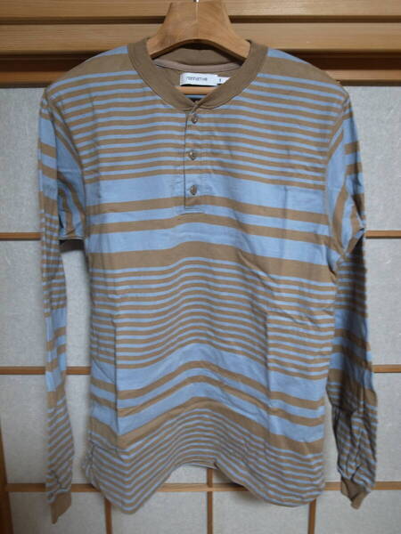 nonnative - DWELLER HENLEY NECK LS TEE COTTON JERSEY BORDER