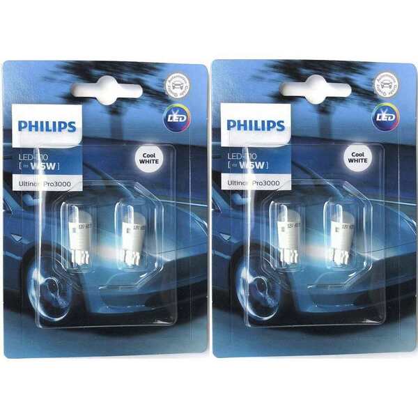 【 2パックセット ゆうパケ発送 日本正規品 】PHILIPS フィリップス Ultinon Pro3000 LED T10 ウェッジ クールホワイト 6000K 11961U30CWB2