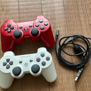 純正 PS3コントローラー DUALSHOCK3 振動機能つき 赤と白セット