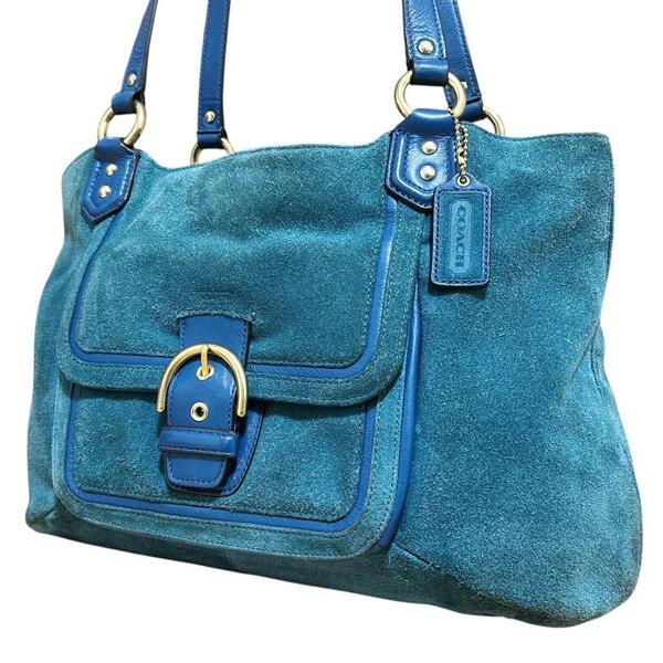 コーチ COACH キャンベル トートバッグ ショルダーバッグ 肩掛け スエード レザー ソーホー F24688 A4サイズ対応 ブルー系 ハンドバッグ
