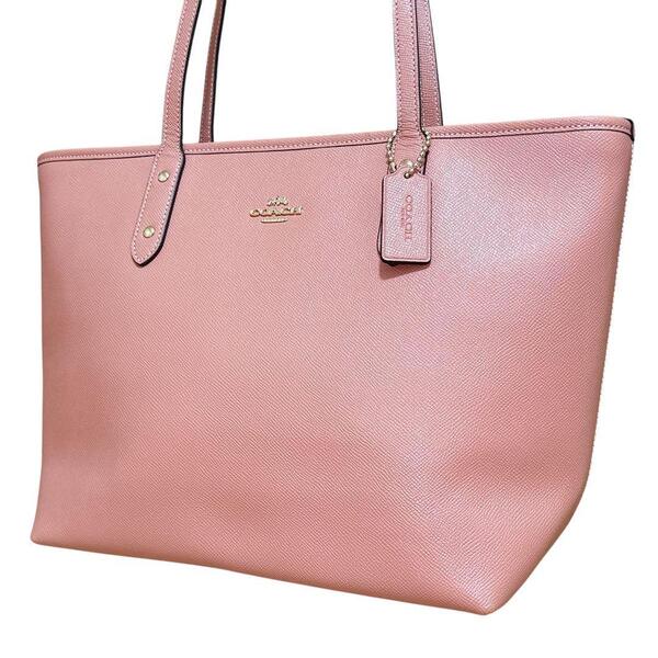 極美品 COACH コーチ トートバッグ ショルダーバッグ サフィアーノレザー F58846 肩掛け A4サイズ収納可能 ロゴ金具 ピンク 保存袋付き