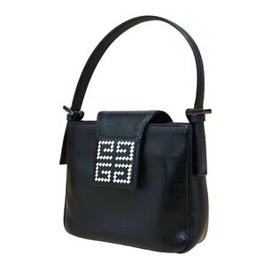 極美品 GIVENCHY ジバンシー ジバンシィ ワンショルダーバッグ セミショルダーバッグ ハンドバッグ ロゴデザイン レザー 黒 ブラック