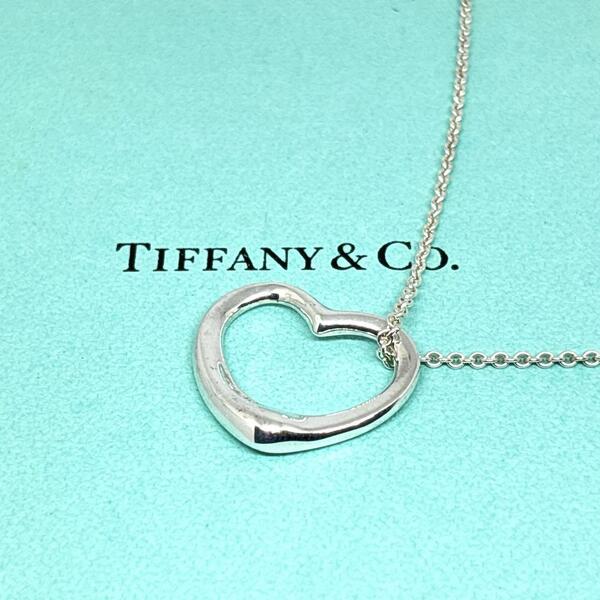 美品 Tiffany&Co. ティファニー オープンハート エルサペレッティ ミディアム ネックレス ペンダントトップ シルバー925 22mm アクセサリー