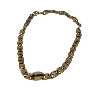 ヴィンテージ アンティーク サルヴァトーレフェラガモ Salvatore Ferragamo ネックレス チョーカー チェーン ゴールド ロゴ 金色