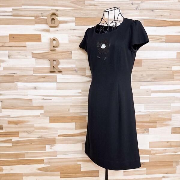 【エムズグレイシー】スパンコール 花フラワーモチーフ ワンピース ウール 黒×白【HFby6PR】レディース・洋服・春夏・秋冬【26JE】