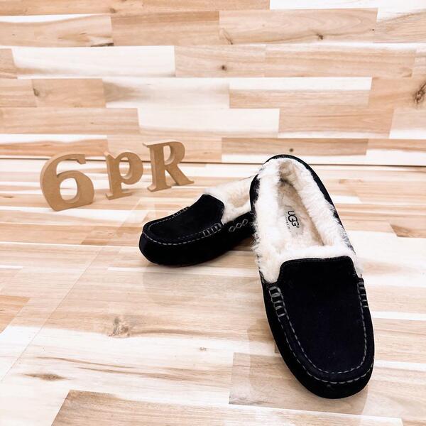 【アグ】UGG アンスレー 3312 モカシン 22.0 黒ブラック×ベージュ【HFby6PR】レディース・靴・秋冬【54DK】