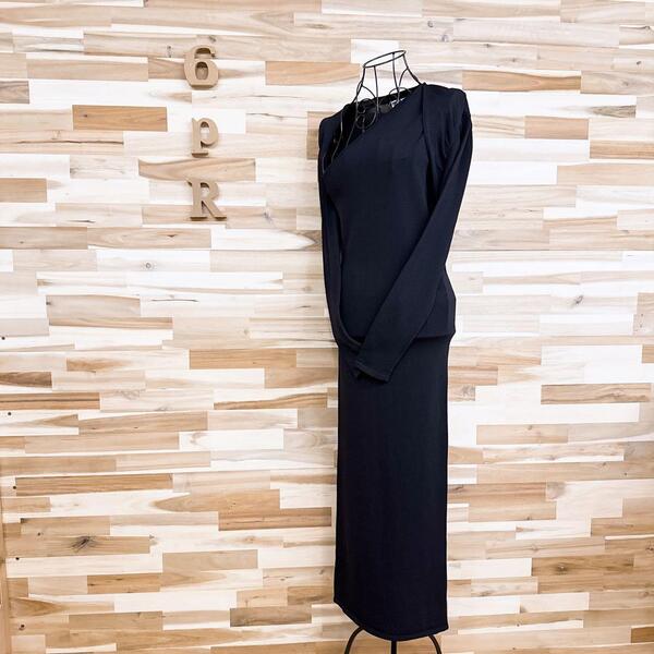 【ザラ】ボレロ ドッキング調 ロング ワンピース アシンメトリー L 黒ブラック【HFby6PR】レディース・洋服・秋冬【20H8】