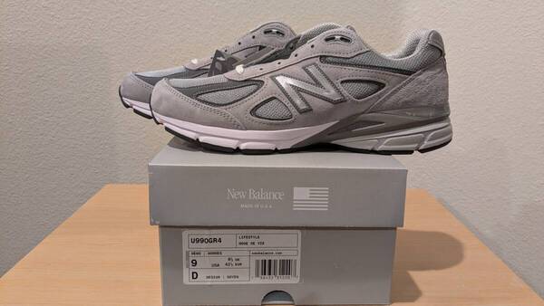 27.0cm 新品 送料込み NEW BALANCE ニューバランス U990GR4 990V4 グレー アメリカ製 USA製 US9/D A828