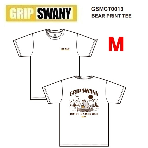GRIP SWANY グリップスワニー ベアプリントTシャツ ホワイト M GSMCT0013 メンズ Tシャツ バックプリント アウトドア