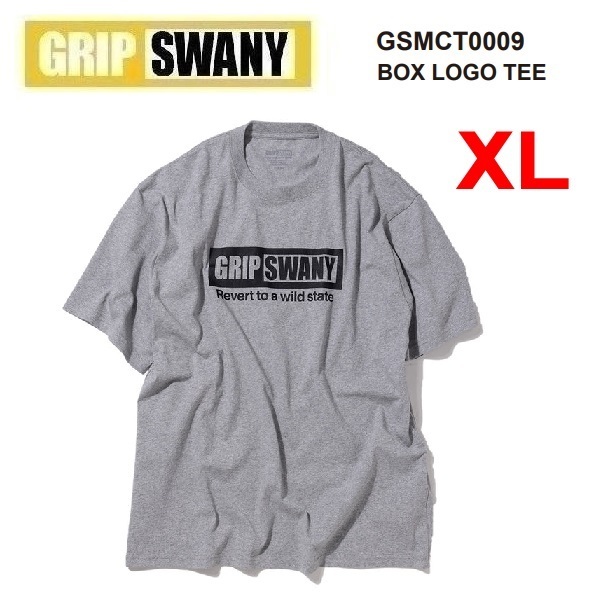 GRIP SWANY グリップスワニー ボックスロゴTシャツ グレー XL GSMCT0009 メンズ Tシャツ アウトドア キャンプ