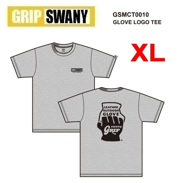 GRIP SWANY グリップスワニー グローブロゴTシャツ グレー XL GSMCT0010 メンズ Tシャツ バックプリント アウトドア