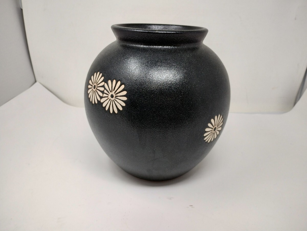 黒釉薬 ツボ 壺 壷 花瓶 骨董 江戸期