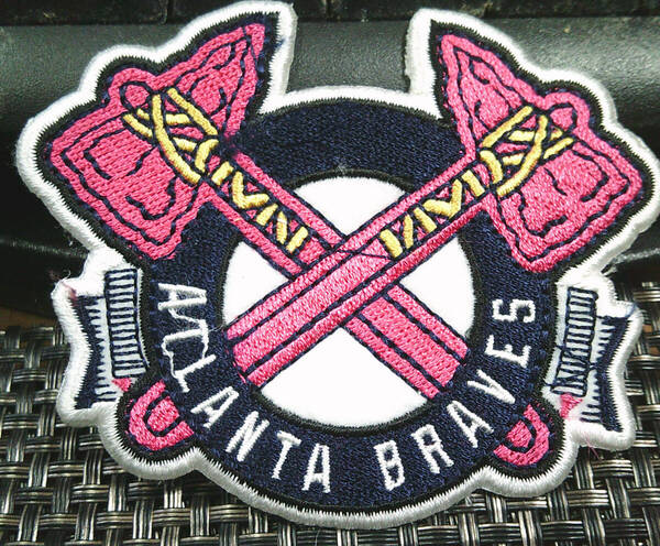 NM《桃双斧BR》球魂◆新品 MLBアトランタ・ブレーブスAtlanta Braves ベースボール 刺繍ワッペン 激渋■野球 メジャーリーグ■衣服DIY