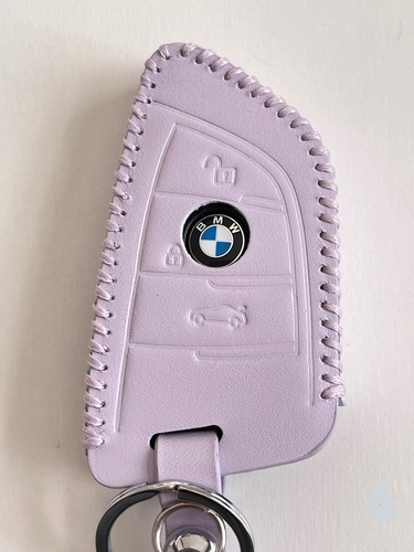 牛革ぴったりフィット BMW Xタイプ スマートキーケース パステルパープル色1