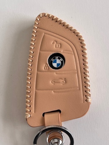 牛革ぴったりフィット BMW Xタイプ スマートキーケース ベージュ色 1