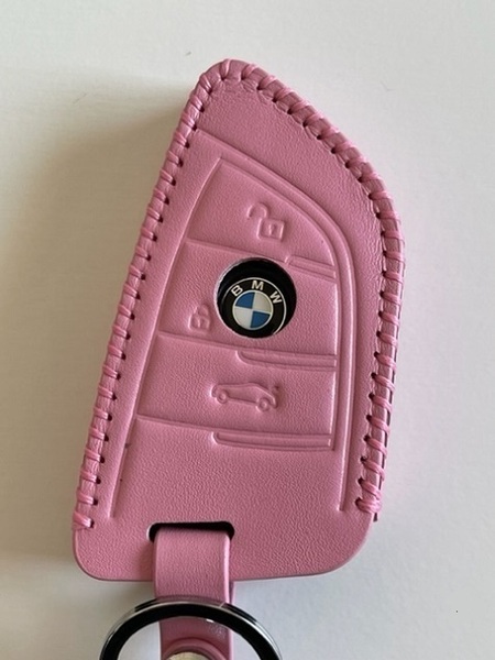 牛革ぴったりフィット BMW Xタイプ スマートキーケース ピンク色 1