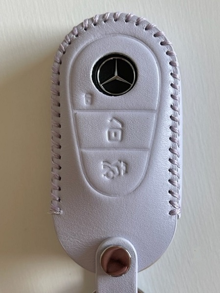 牛革ぴったりフィット ベンツ スマートキーケース W223 パステルパープル色1