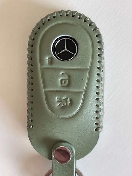 牛革ぴったりフィット ベンツ スマートキーケース W223 モスグリーン色 1