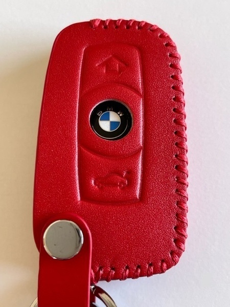 牛革ジャストフィット BMW スマートキーケース Eシリーズ 赤色 1