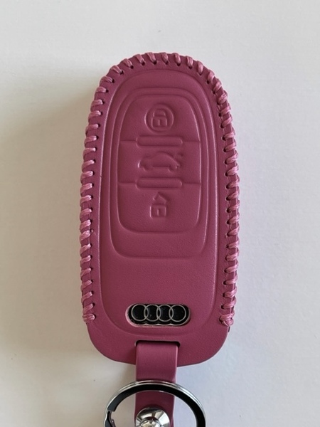 牛革ぴったりフィット アウディ スマートキーケース Aシリーズ ローズレッド色1